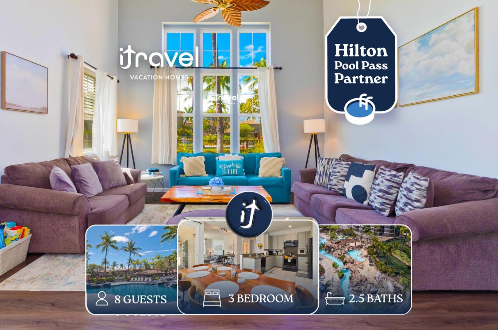 Hilton Pool Pass Included - Stylish Central Villa Mins To Beach Pool & Spa Waikoloa Zewnętrze zdjęcie